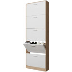 Casabel meuble rangement chaussure 15 paires - pour entree couloir - 60x17x180 cm - blanc bois clair