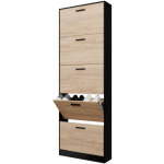 Casabel meuble rangement chaussure 15 paires - pour entree couloir - 60x17x180 cm - noir