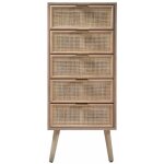 Chiffonnier 5 tiroirs faades en rotin naturel - l36. 5 x h100. 5 cm - miya - calicosy