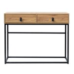 Calicosy - console 2 tiroirs pieds m�tal effet ch�ne - jill