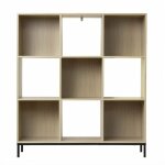 Calicosy ? �tag�re de rangement 9 cases ? dimensions 93, 5 x 29, 8 x 103, 3 cm ? panneau d�cor bois ch�ne ...