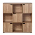 Cas�me - meuble 9 cases avec 5 portes d�cor bois l89cm - modu