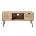 Calicosy - meuble tv 2 tiroirs faades rotin l100 cm - miya