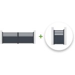 Casanoov - pack portail battant nevis 400x140cm + portillon nevis 100x140cm gris Casanoov - pack portail battant nevis 400x140cm + portillon nevis 100x140cm gris