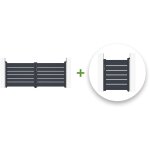 Casanoov - pack portail battant vogel 300x120cm + portillon vogel 100x120cm gris