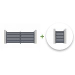 Casanoov - pack portail battant vogel 350x140cm + portillon vogel 100x140cm gris