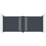 Casanoov - portail aluminium battant 3, 5m giona 350x140cm gris