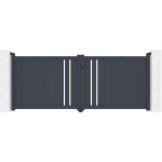 Casanoov - portail aluminium battant 3, 5m giona 350x160cm gris