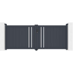 Casanoov - portail aluminium battant 3m giona 300x120cm gris Casanoov - portail aluminium battant 3m giona 300x120cm gris