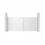 Casanoov ? portail aluminium battant 300x145cm blanc ? occultation totale ? lames renforc�es pour motorisation ...