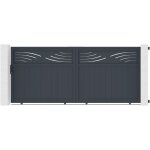 Casanoov ? portail aluminium coulissant 365x163cm ? motif 'nature' ? accessoires inclus ? montage simple ...