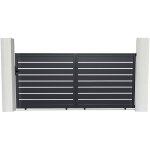 Casanoov ? portail aluminium coulissant 348x163cm ? r�sistance au vent 60 km / h ? lames thermolaqu�es ...