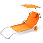 Casaria - chaise longue crête de plage transat pliable chariot de transport avec pare soleil réglable ... Casaria - chaise longue crête de plage transat pliable chariot de transport avec pare soleil réglable ...