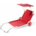 Casaria - chaise longue crte de plage transat pliable chariot de transport avec pare soleil rglable ...