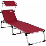 Chaise longue de jardin malta 210cm transat avec pare - soleil rglable bain de soleil pliable de plage ...