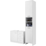 Casaria - ensemble de meubles de salle de bain blanc meuble sous - lavabo et colonne de salle de bain ...