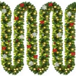 Guirlande de nol lumineuse dcoration en sapin artificiel avec lumires blanc chaud pour porte fentre ...