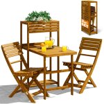 Casaria� set de balcon 2 personnes 3pcs en bois d'acacia fsc� 94x61x117cm 1 table 2 chaises unit� de ...