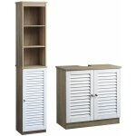 Casaria - set de meubles colonne de salle de bain et meuble sous - lavabo brun et blanc ensemble de meubles ...
