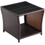Table d'appoint en polyrotin plateau de table en wpc 45x45x40cm table jardin balcon r�glable en hauteur ...