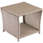 Table d'appoint en polyrotin plateau de table en wpc 45x45x40cm table jardin balcon r�glable en hauteur ...