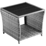 Table d'appoint en polyrotin plateau de table en wpc 45x45x40cm table jardin balcon r�glable en hauteur ...
