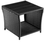 Table d'appoint en polyrotin plateau de table en wpc 45x45x40cm table jardin balcon r�glable en hauteur ...