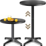 Table haute ronde noire de bar bistrot mange debout rglable en hauteur 70 / 115 cm jardin terrasse rception ...