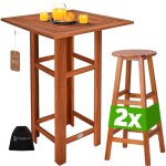 Flivastore - casaria� table haute avec 2 tabourets ensemble de bar en bois d'acacia mange debout int�rieur ...