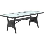 Table de jardin polyrotin 190x90x74 cm plaque en verre de s�curit� avec compartiment r�glable r�sistant ...