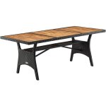 Table de jardin polyrotin 190x90x74 cm plateau en bois d'acacia pr� - huil� avec compartiment hauteur ...
