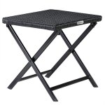 Tabouret pliant en polyrotin noir 44x40x44cm table pliable polyvalente repose - pieds balcon camping ... Tabouret pliant en polyrotin noir 44x40x44cm table pliable polyvalente repose - pieds balcon camping ...