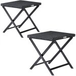 Tabouret pliant en polyrotin noir 44x40x44cm table pliable polyvalente repose - pieds balcon camping ...