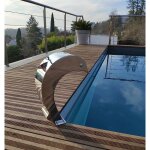 Cascade inox 316 fontaine piscine bassin modle dauphin avec oeuil et aileron hauteur 41cm / larg 16, ...