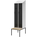Casier vestiaire avec banc et auvent kacper ii pro, 600 x 2295 x 850 mm, gris anthracite