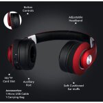 Casque bluetooth pliable - rouge - autonomie 12h - micro sd & aux - microphone int�gr�