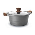 Casserole de cuisine lacor 2, 5 l -  20 x 10, 5 cm avec couvercle en verre, gris, aluminium