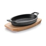 Casserole po�le ovale m / bois trait�e aelter 23 x 12 x 6 cm, fonte, noir