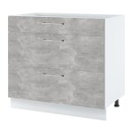 Casserolier bellissi beton naturel l 90 cm - porte avec poign�e apparente coulisses tiroir avec amortisseur ...