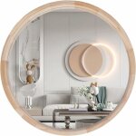 Cassilando - 76cm miroir mural rond en bois de , grand miroir d�coratif rond, salon, salle de bain, chambre, ...