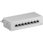 Cat 6 panneau de brassage mini / bureau, 8 ports (1 u), stp blind, gris. version couleur gris