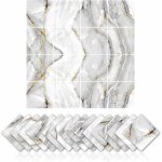 Ccykxa 16 pièces adhésifs pour carrelage en marbre cuisine et salle de bain autocollants antihuile imperméable ... Ccykxa 16 pièces adhésifs pour carrelage en marbre cuisine et salle de bain autocollants antihuile imperméable ...