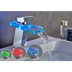 Ccykxa - 17x13. 8x9. 5 cm argent mitigeur lavabo cascade led 3 couleurs robinet pour lavabo et vasque ...