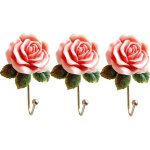 Ccykxa 3 pcs rose r�sine mur crochets mur mont� cr�atif fleur fer crochet pour suspendre manteau / chapeau ...
