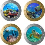 Ccykxa - 4pcs marine sticker muraux 3d, sticker mural sous - marins, 3d tropical poisson sticker pour ...