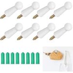 Ccykxa - 8 pcs crochets muraux � visser bois naturels crochet en bois massif blanc pat�re murales avec ...