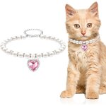 Collier de chat en perles, joli collier de chiot en strass, petit collier pour animal de compagnie avec ... Collier de chat en perles, joli collier de chiot en strass, petit collier pour animal de compagnie avec ...