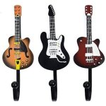 Ccykxa pack de 3 mur mont� cintre salle de bain serviette rack forme de guitare vintage r�sine crochets ...
