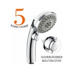 Linghhang - ccykxa pommeau de douche chrom avec bouton stop douchette  main 5 jets au choix pomme de ...