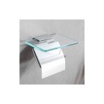 Porte papier toilette hyginique en rouleau avec porte - verre, antirouille, verre support papier toilette ...